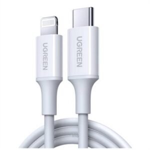 314901_1 Ugreen USB-C To Lightning M/M Cable Rubber Shell 60W 1M White