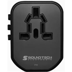 Soundteoh Travel Adaptor with 20W USB A+C Quick Charger Black - TA-620